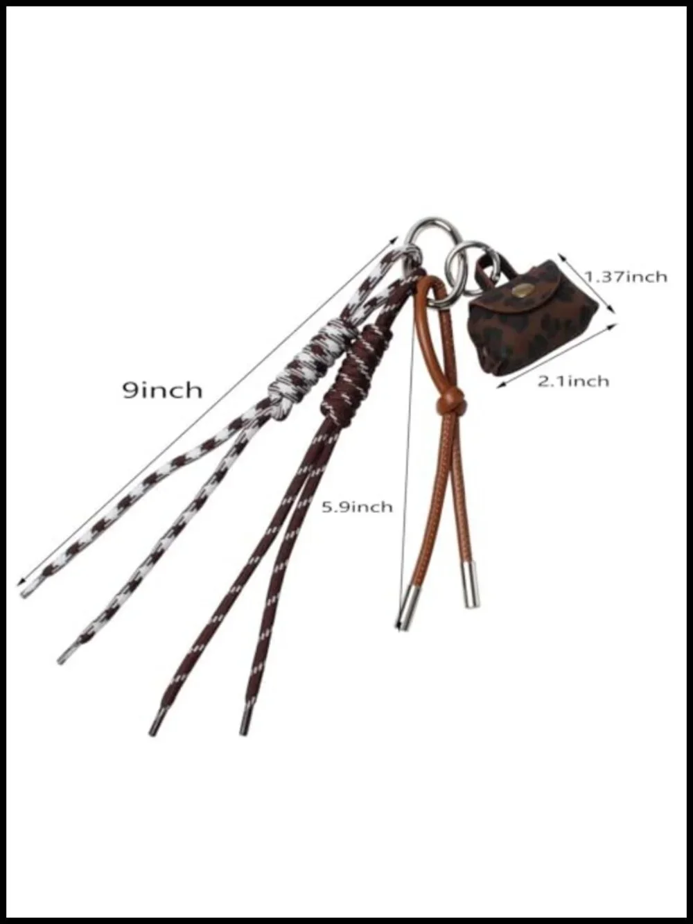 Bag Chain Charm Keychain Faux Leather Coin Purse Metal Split Ring Handbag